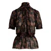 Polo Ralph Lauren Georgette Floral Tie-neck Blouse In Black