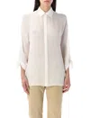Polo Ralph Lauren Lightweight Semi-sheer Georgette Silk Blouse In Cream