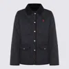 Polo Ralph Lauren Quilted Blue Jacket With Contrasting Collar And Snap Buttons In Black