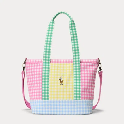 Polo Ralph Lauren Kids' Gingham Big Pony Cotton Canvas Tote In Multi