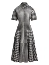 Polo Ralph Lauren Gingham-check Collared Midi Shirt Dress In Black