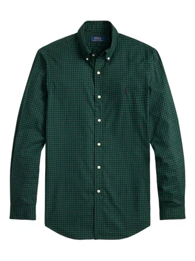 Polo Ralph Lauren Gingham-check Long-sleeve Shirt In Green
