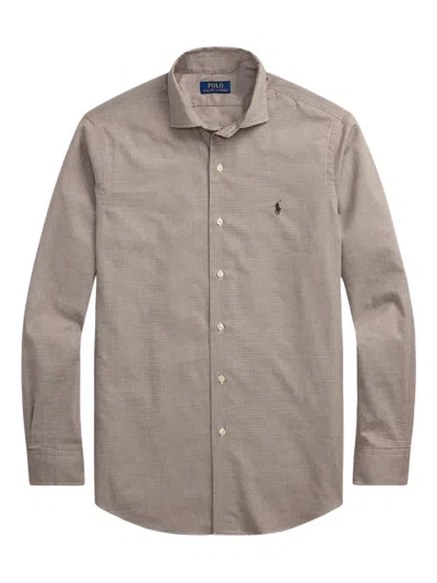 Polo Ralph Lauren Gingham Cotton-blend Shirt In Brown
