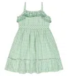 Polo Ralph Lauren Gingham Cotton Dress In Faded Mint/deckwash White