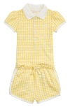 Polo Ralph Lauren Ralph Lauren Gingham Cotton Piqué Polo & Shorts Set In Yellow Baby Gingham