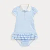 Polo Ralph Lauren Ralph Lauren Cotton Gingham Ruffle Polo Dress & Bloomers In Blue Baby Gingham