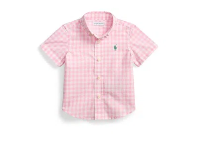 Polo Ralph Lauren Kids' Gingham Cotton Poplin Shirt (infant) Boy's Long Sleeve Button Up Carmel Pink/white : 3 Months