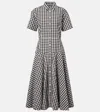 Polo Ralph Lauren Gingham-check Collared Midi Shirt Dress In Black