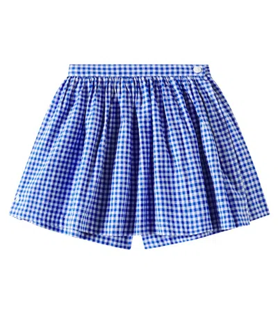 Polo Ralph Lauren Kids' Gingham Linen And Cotton Skort In Blue