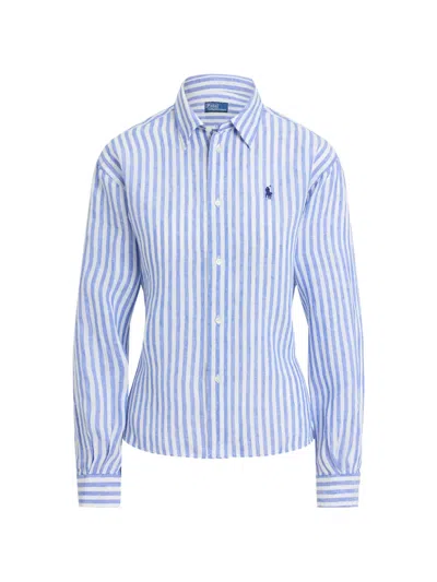 Polo Ralph Lauren Gingham Linen Shirt In Blue