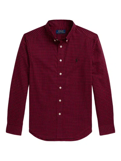 Polo Ralph Lauren Kids' Gingham Long-sleeved Shirt In Red