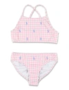 POLO RALPH LAUREN GINGHAM POLO PONY TWO-PIECE SWIMSUIT