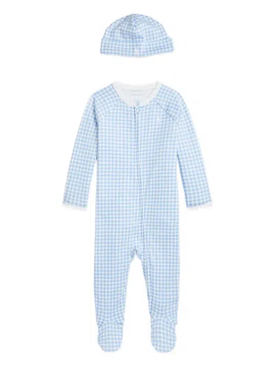 Polo Ralph Lauren Gingham-print Babygrow Set In Blue