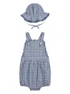 Polo Ralph Lauren Baby Girl's Gingham Bucket Hat & Bubble Romper Set In Blue
