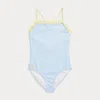 Polo Ralph Lauren Gingham Ruffled One-piece Swimsuit In Blue Gingham W/ Yellow