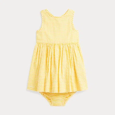 Polo Ralph Lauren Baby Girls Cotton Gingham Seersucker Dress In Yellow