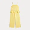 Polo Ralph Lauren Toddler And Little Girls 2-piece Gingham Seersucker Top And Pant Set In Yellow/white