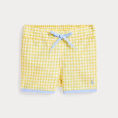 Polo Ralph Lauren Babies' Gingham Swim Trunk In Yellow Gingham