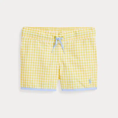 Polo Ralph Lauren Kids' Gingham Swim Trunk In Yellow Gingham