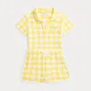 Polo Ralph Lauren Gingham Terry Polo Shirt & Short Set In Yellow Gingham