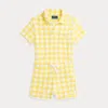 Polo Ralph Lauren Gingham Terry Polo Shirt & Short Set In Yellow Gingham