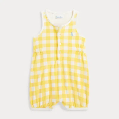 Polo Ralph Lauren Babies' Gingham Terry Shortall In Yellow Gingham