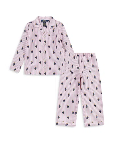 Polo Ralph Lauren Girl Bear Long Sleeve Coat & Pants Set - Little Kid In White/carmel Pink