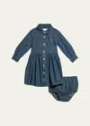 Polo Ralph Lauren Girl's Belted Fit-and-flare Denim Shirtdress In Indigo