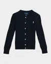 Polo Ralph Lauren Kids' Girl's Cable-knit Cotton Cardigan In Navy Blue