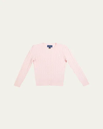 POLO RALPH LAUREN GIRL'S CABLE-KNIT COTTON RIBBED CARDIGAN