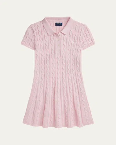 Polo Ralph Lauren Kids' Girl's Cable Knit Dress In Hint Of Pink W Nevis
