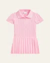 Polo Ralph Lauren Girl's Cable Knit Polo Dress In Bath Pink