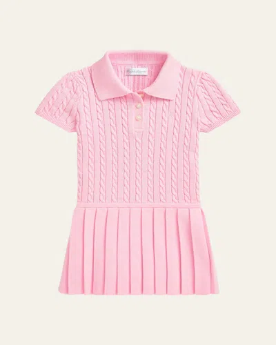 Polo Ralph Lauren Kids' Girl's Cable Knit Polo Dress In Bath Pink