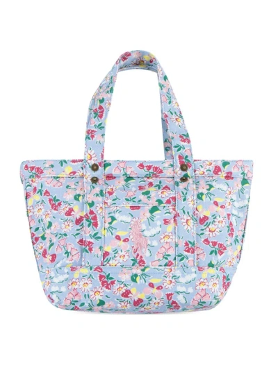 Polo Ralph Lauren Girl's Floral Canvas Mini Tote Bag In Blue