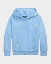 Polo Ralph Lauren Floral Cotton Terry Hoodie In Carolina Blue