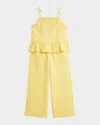 Polo Ralph Lauren Toddler And Little Girls 2-piece Gingham Seersucker Top And Pant Set In Yellowwhite