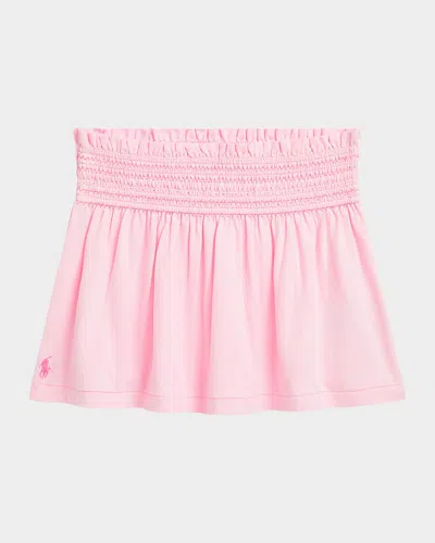 Polo Ralph Lauren Kids' Big Girls Smocked Jersey Skirt In Carmel Pink