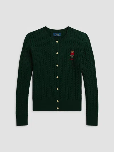Polo Ralph Lauren Girl's Little Girl's & Girl's Cable-knit Cotton Cardigan In Green