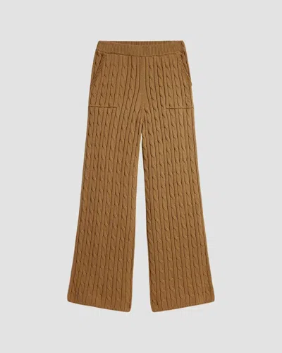 Polo Ralph Lauren Girl's Little Girl's & Girl's Cable-knit Cotton Wide-leg Sweater Pants In Brown