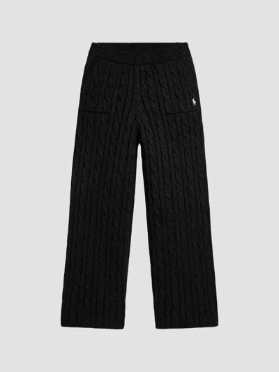 Polo Ralph Lauren Girl's Little Girl's & Girl's Metallic Cable-knit Cotton Sweater Pants In Black