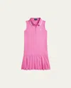 Polo Ralph Lauren Pleated Stretch Mesh Polo Dress In Laguna Pink W White
