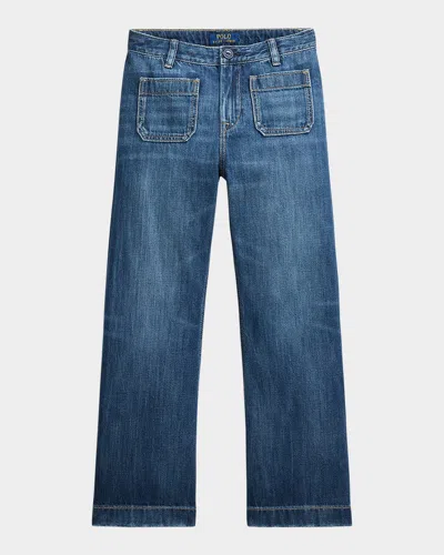 POLO RALPH LAUREN GIRL'S SAILOR WIDE-LEG DENIM JEANS