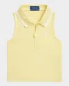 Polo Ralph Lauren Stretch Mesh Half-zip Boxy Polo Shirt In Resort Goldwhite