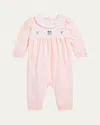 Polo Ralph Lauren Girl's Smocked Embroidered Coverall In Love Pink