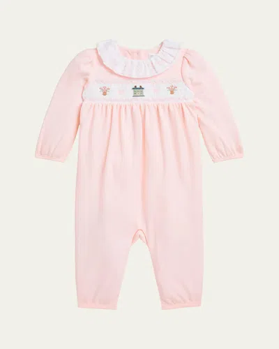 Polo Ralph Lauren Kids' Girl's Smocked Embroidered Coverall In Love Pink