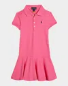 Polo Ralph Lauren Girl's Stretch Cotton Mesh Polo Dress In Baja Pink