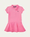 Polo Ralph Lauren Girl's Stretch Cotton Mesh Polo Dress In Baja Pink