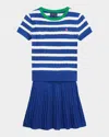 Polo Ralph Lauren Ralph Lauren Girls Striped Cable Knit Top And Skirt Set In Cruise Royal Multiblmnt Pink