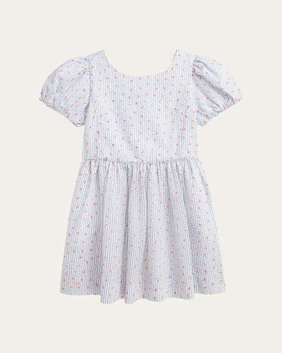 POLO RALPH LAUREN GIRL'S STRIPED FLORAL-PRINT SEERSUCKER DRESS