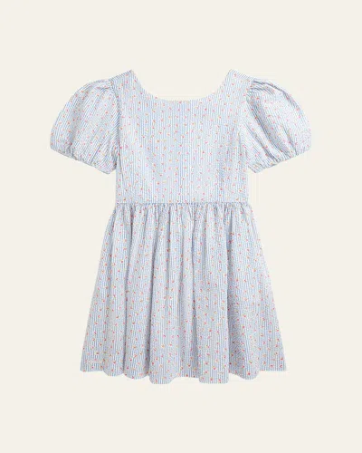 POLO RALPH LAUREN GIRL'S STRIPED FLORAL-PRINT SEERSUCKER DRESS